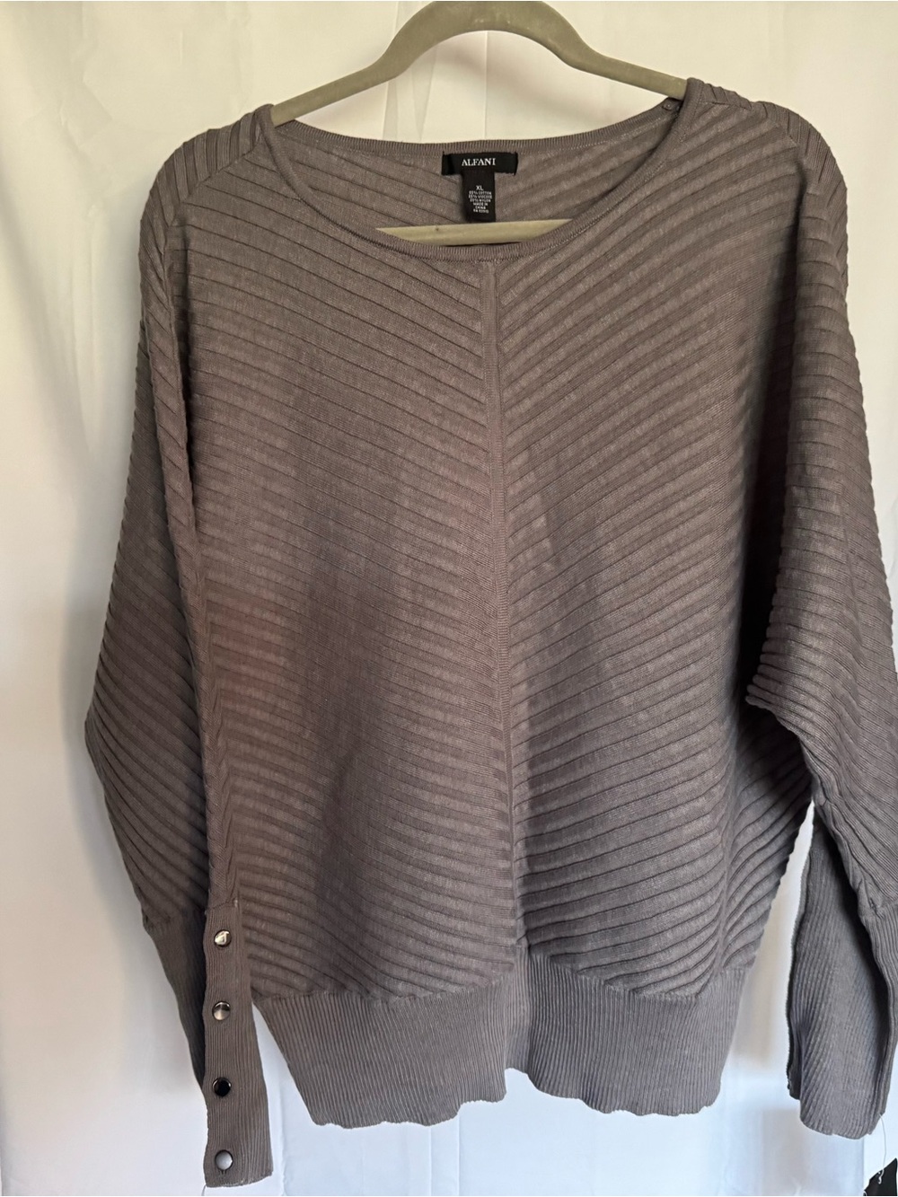 Alfani Ribbed‎ Dolman Sleeve Sweater – Size XL – Taupe/Gray